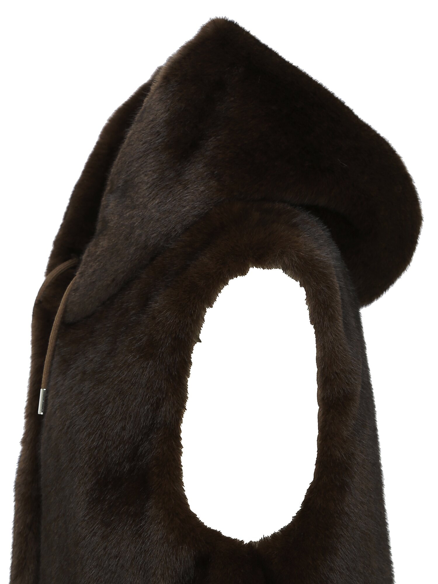 퍼 스트링 후드 크롭 베스트 (DARK BROWN)