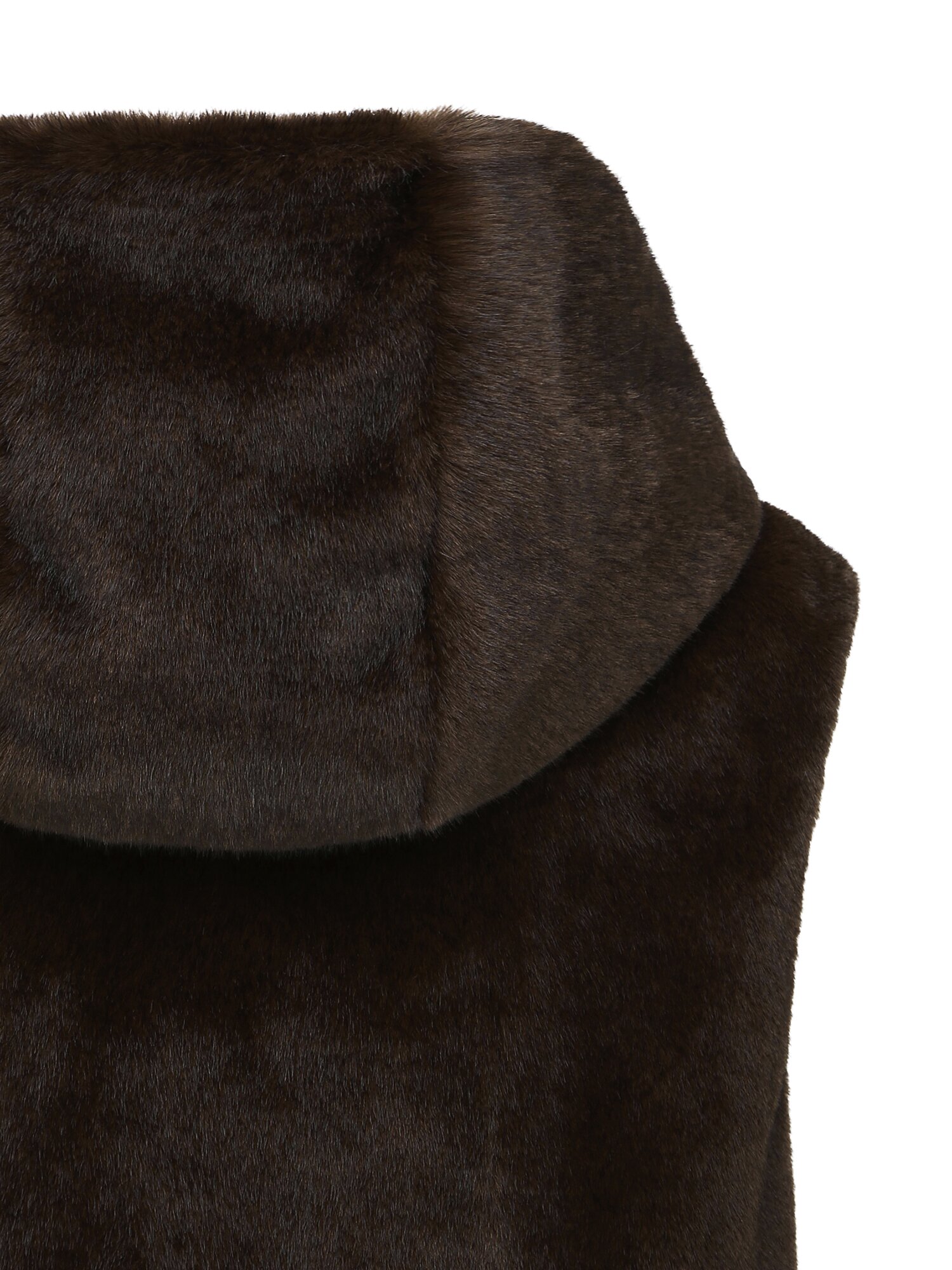 퍼 스트링 후드 크롭 베스트 (DARK BROWN)