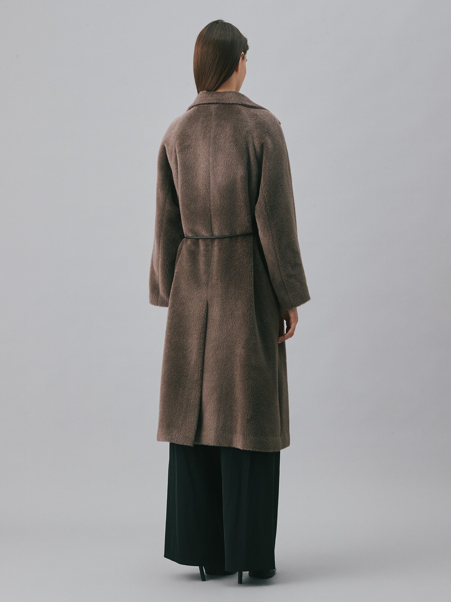 알파카 울 래글런 더블 롱 코트 (SEPIA)