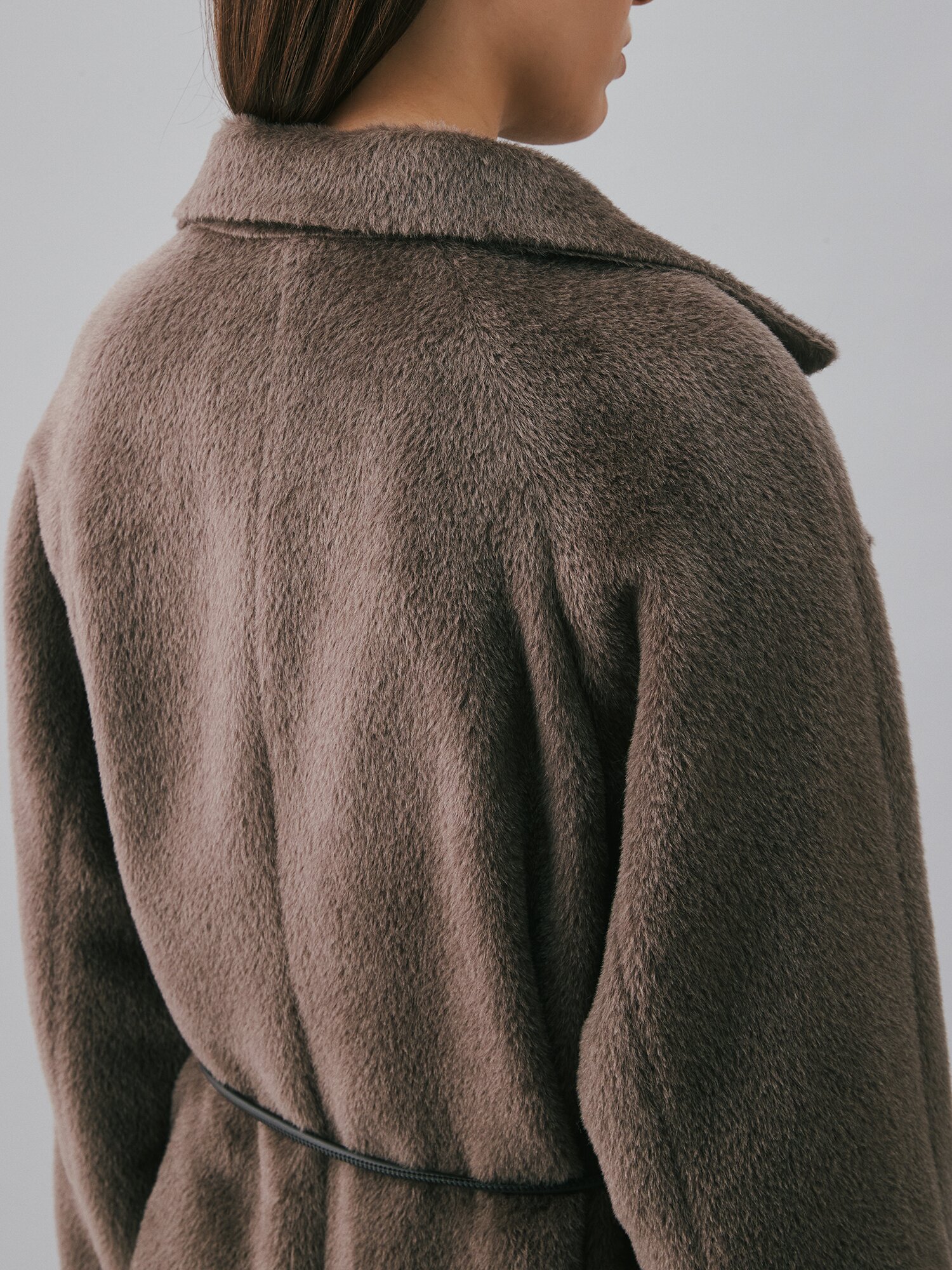 알파카 울 래글런 더블 롱 코트 (SEPIA)
