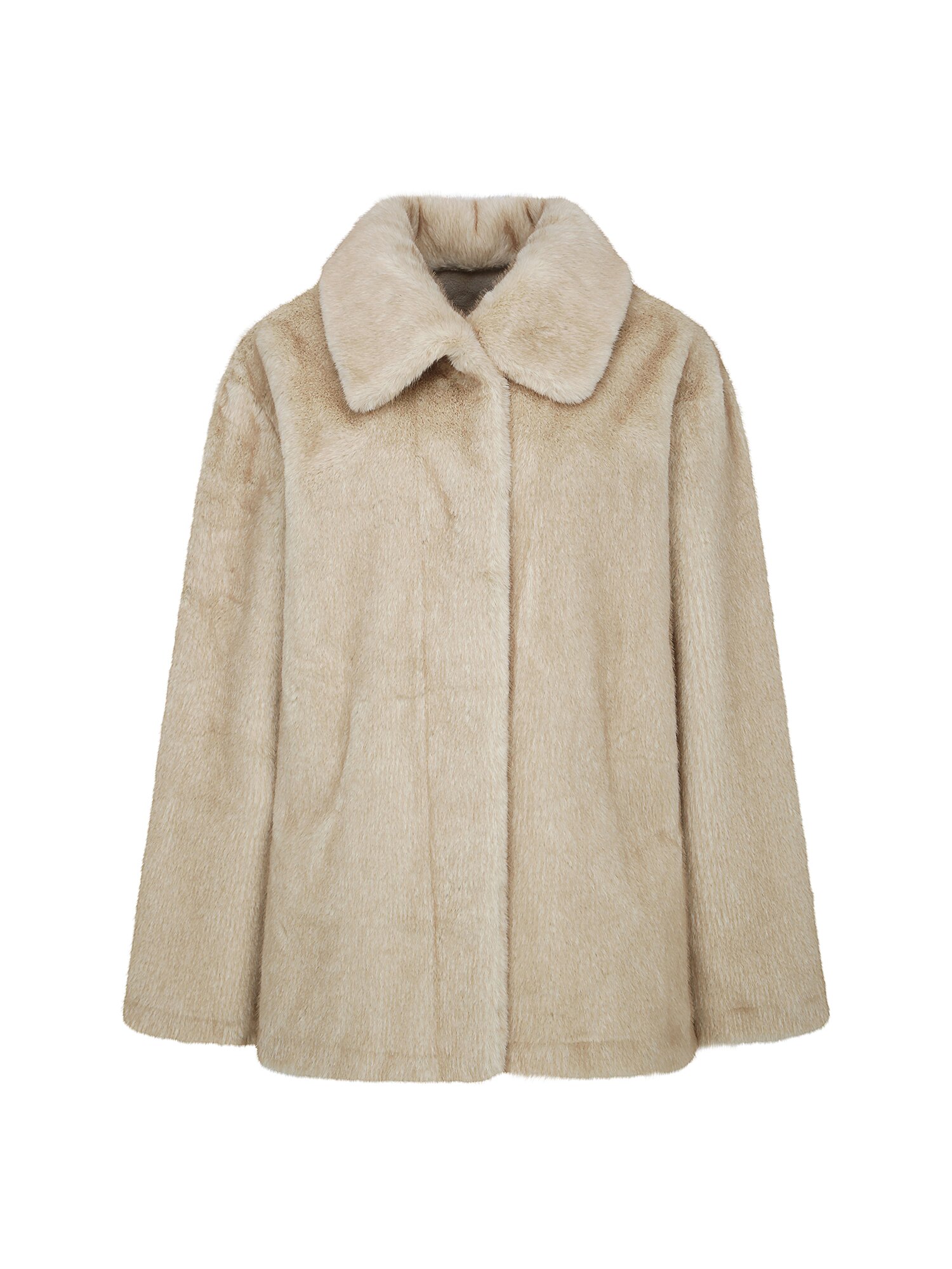 루즈핏 퍼 칼라 하프 재킷 (BEIGE)