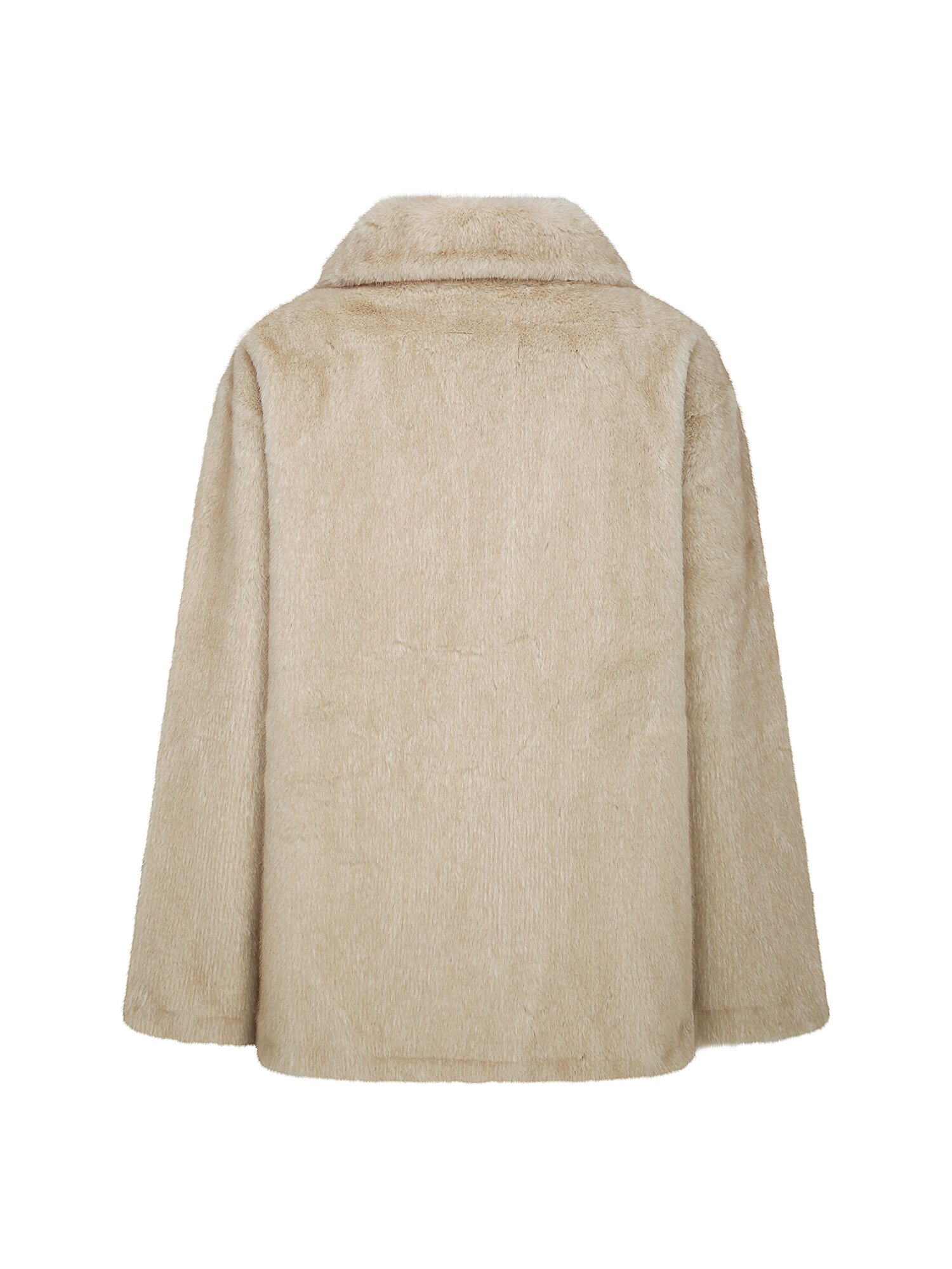루즈핏 퍼 칼라 하프 재킷 (BEIGE)