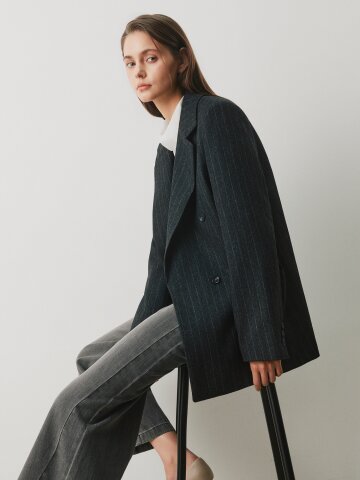 울 테일러드 더블 하프 재킷 