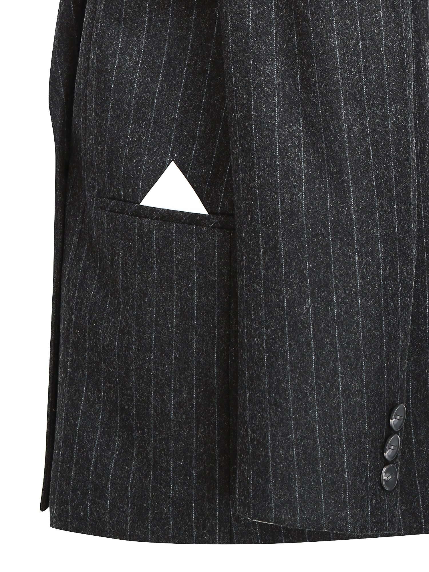 울 테일러드 더블 하프 재킷 (STRIPE GREY)