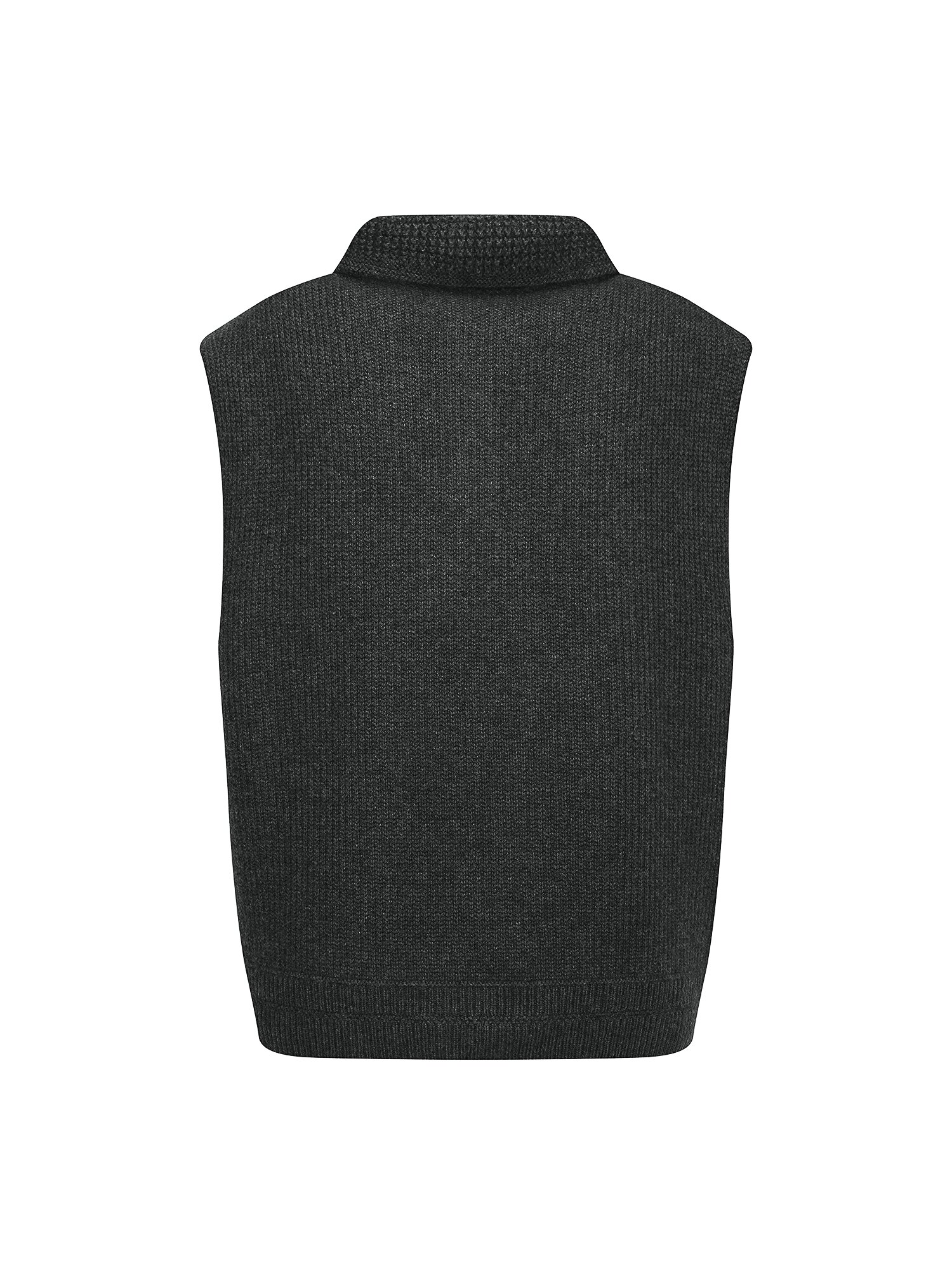 울 홀가먼트 하이넥 니트 베스트 (DARK GREY)