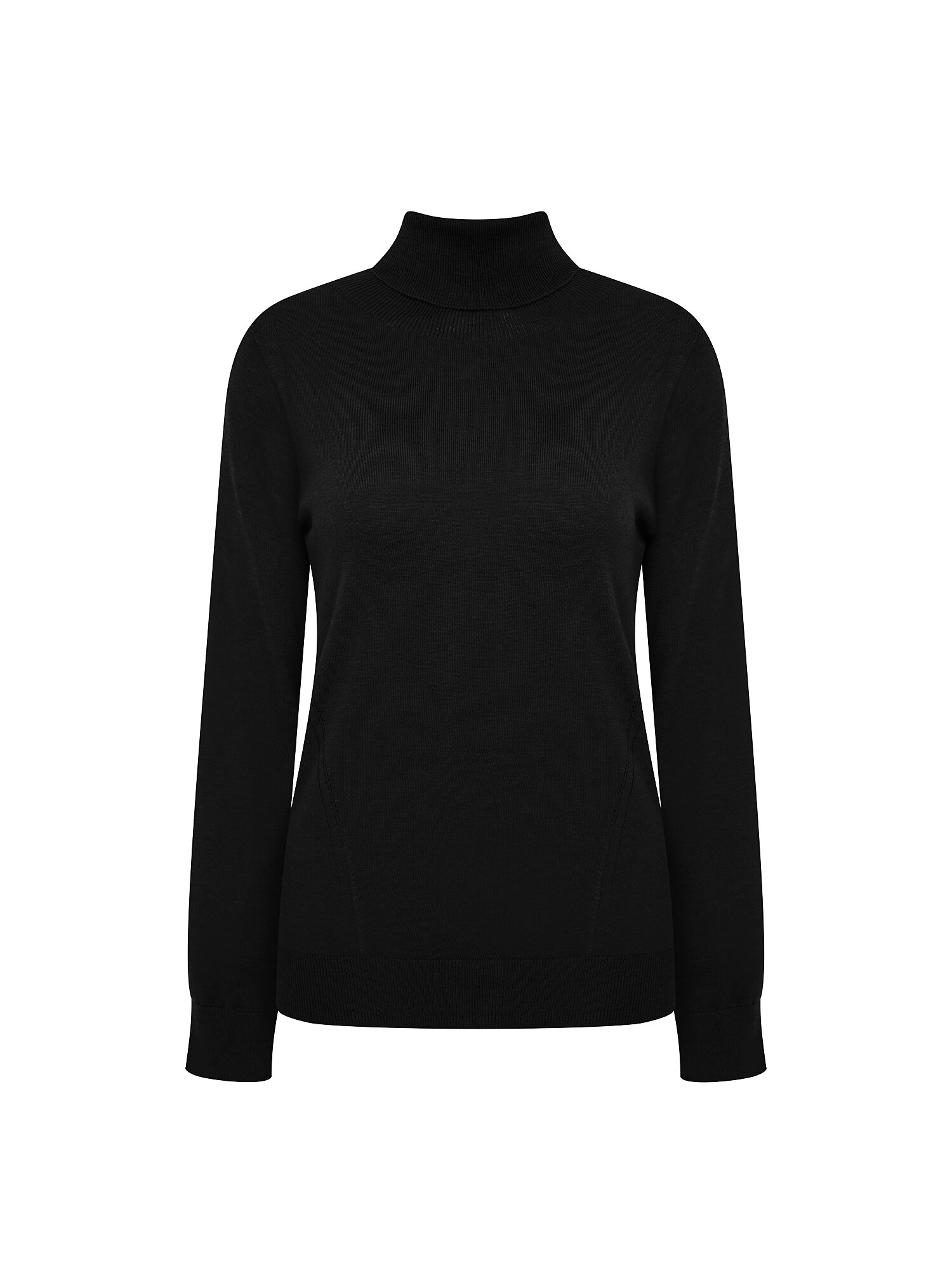 울 펀칭 터틀넥 풀오버 니트 (BLACK)