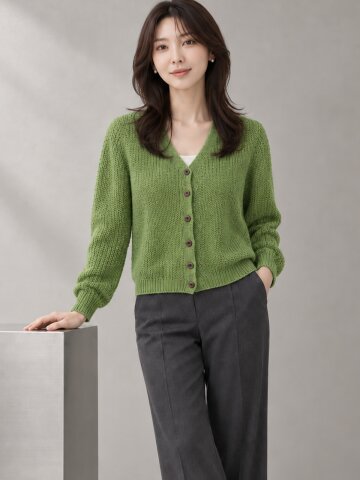루프 시스루 브이넥 가디건