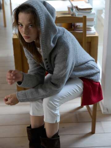 Cloud Alpaca Hoodie Knit Gray
