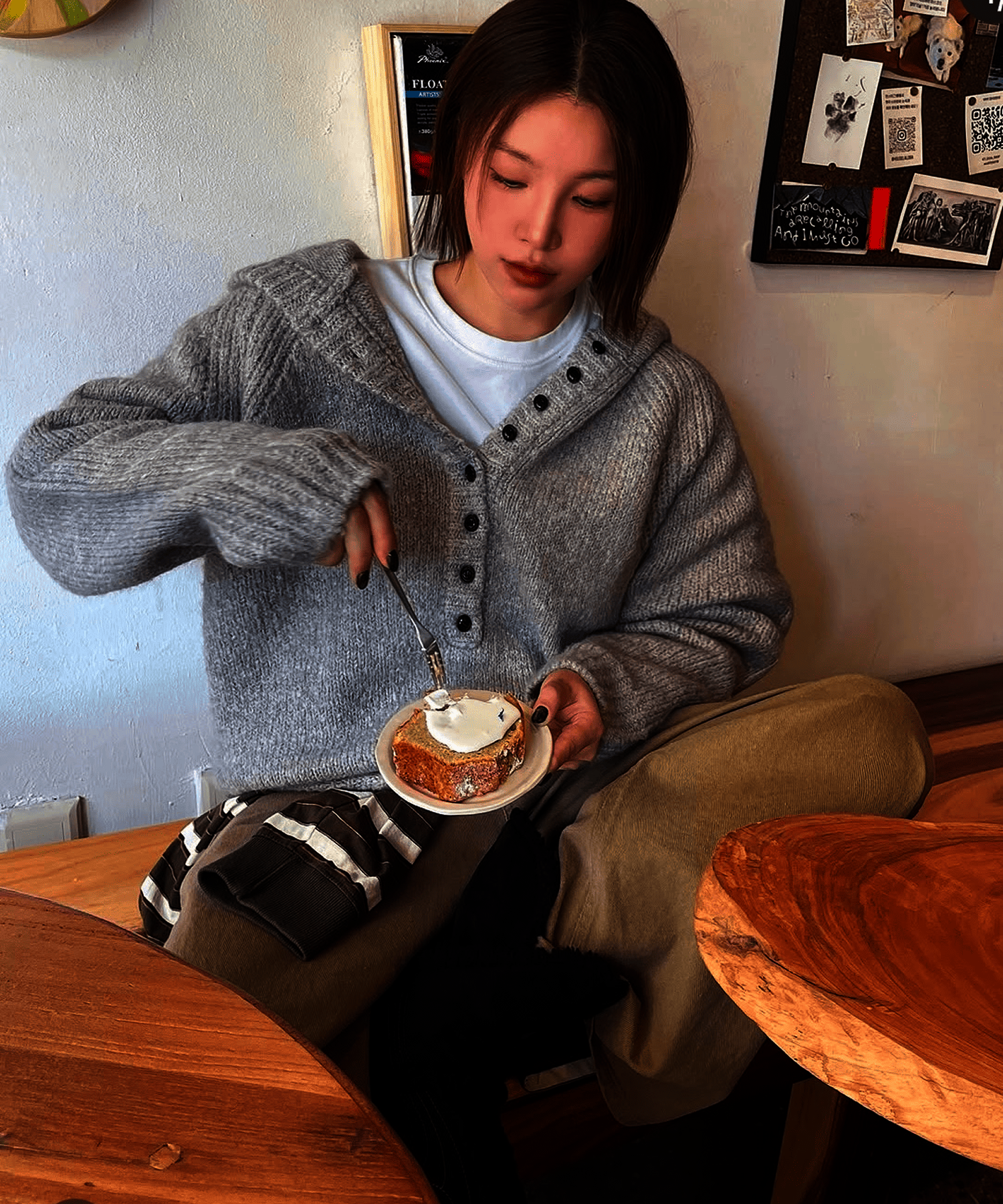 Cloud Alpaca Hoodie Knit Gray