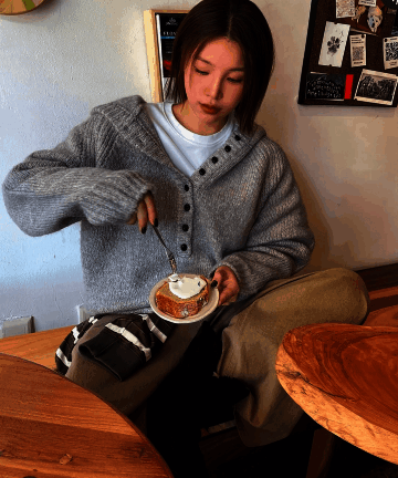 Cloud Alpaca Hoodie Knit Gray