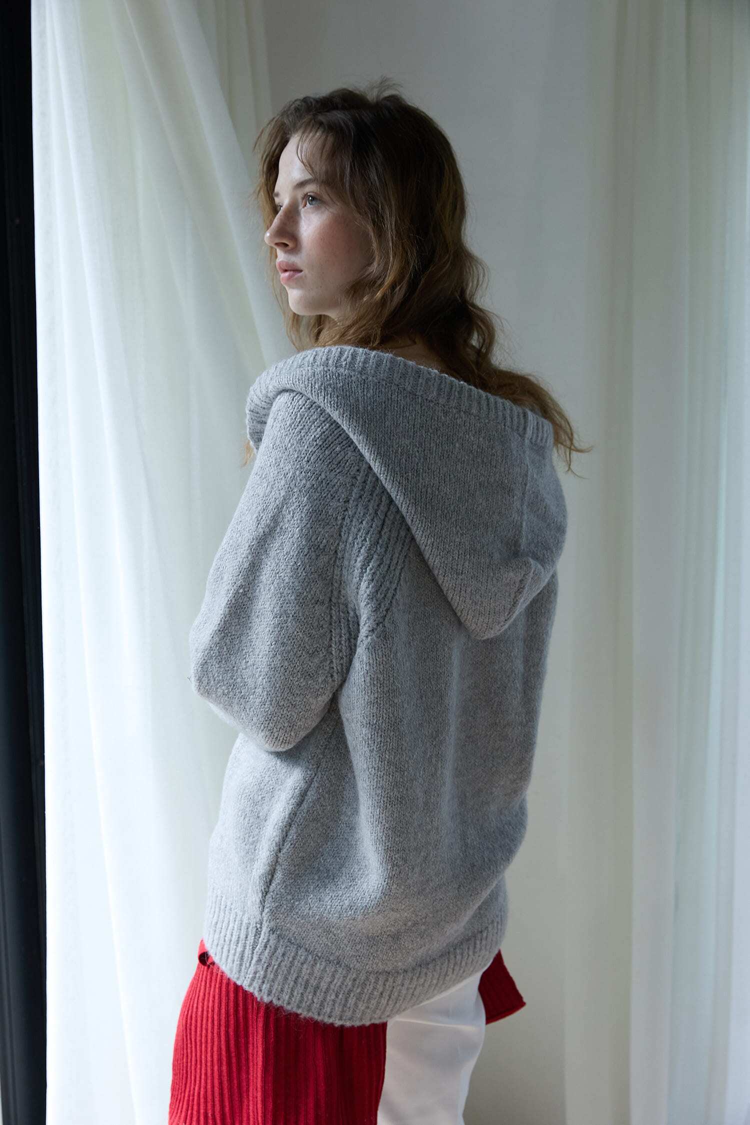 Cloud Alpaca Hoodie Knit Gray