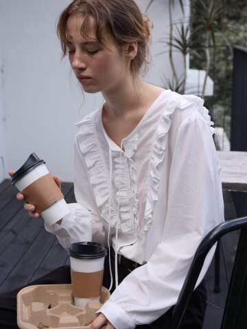 Vintage Ruffle Blouse White