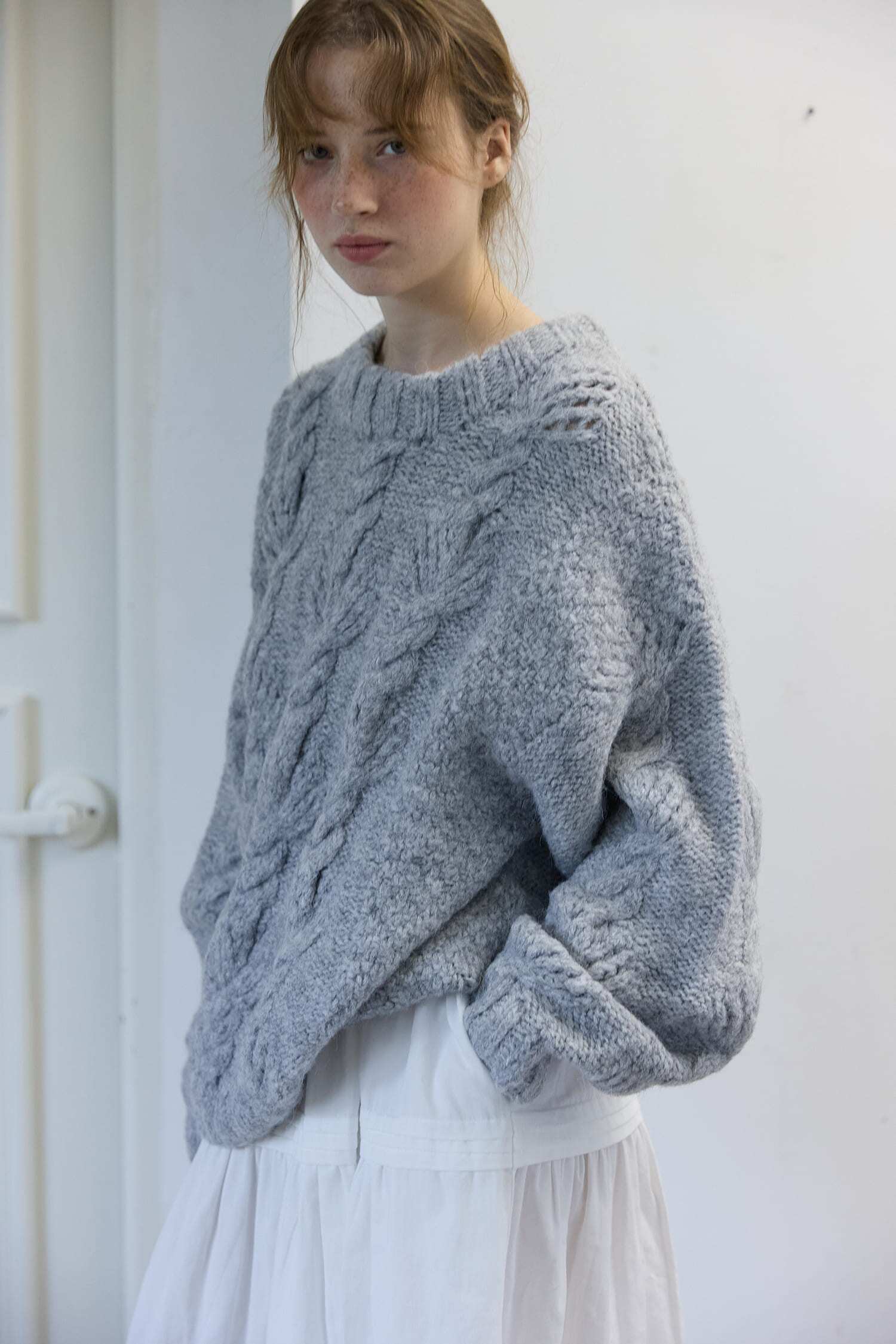 Braided Cable Knit Gray