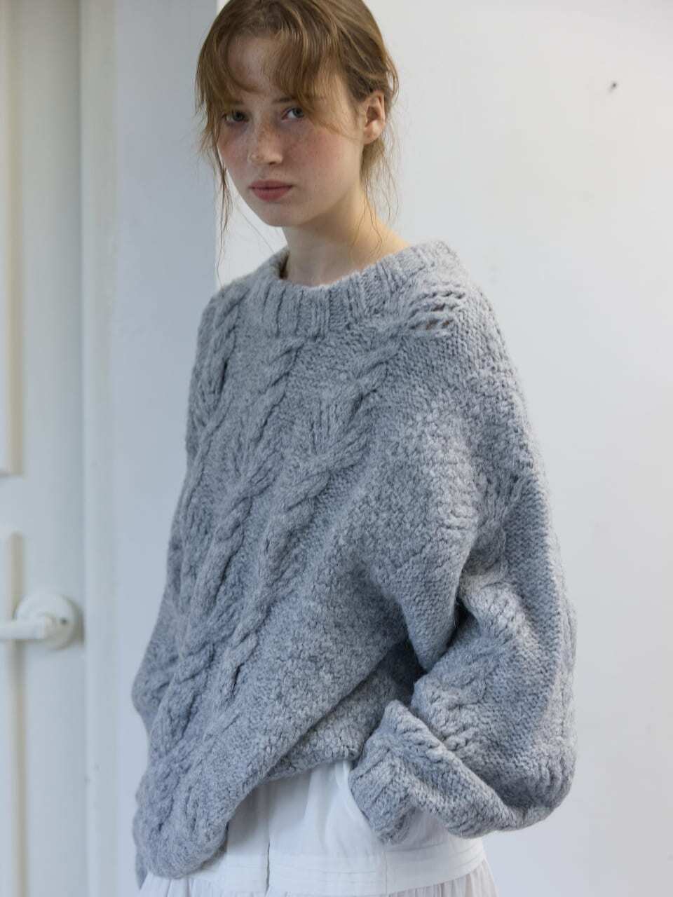 Braided Cable Knit Gray