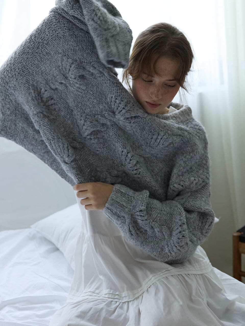Braided Cable Knit Gray