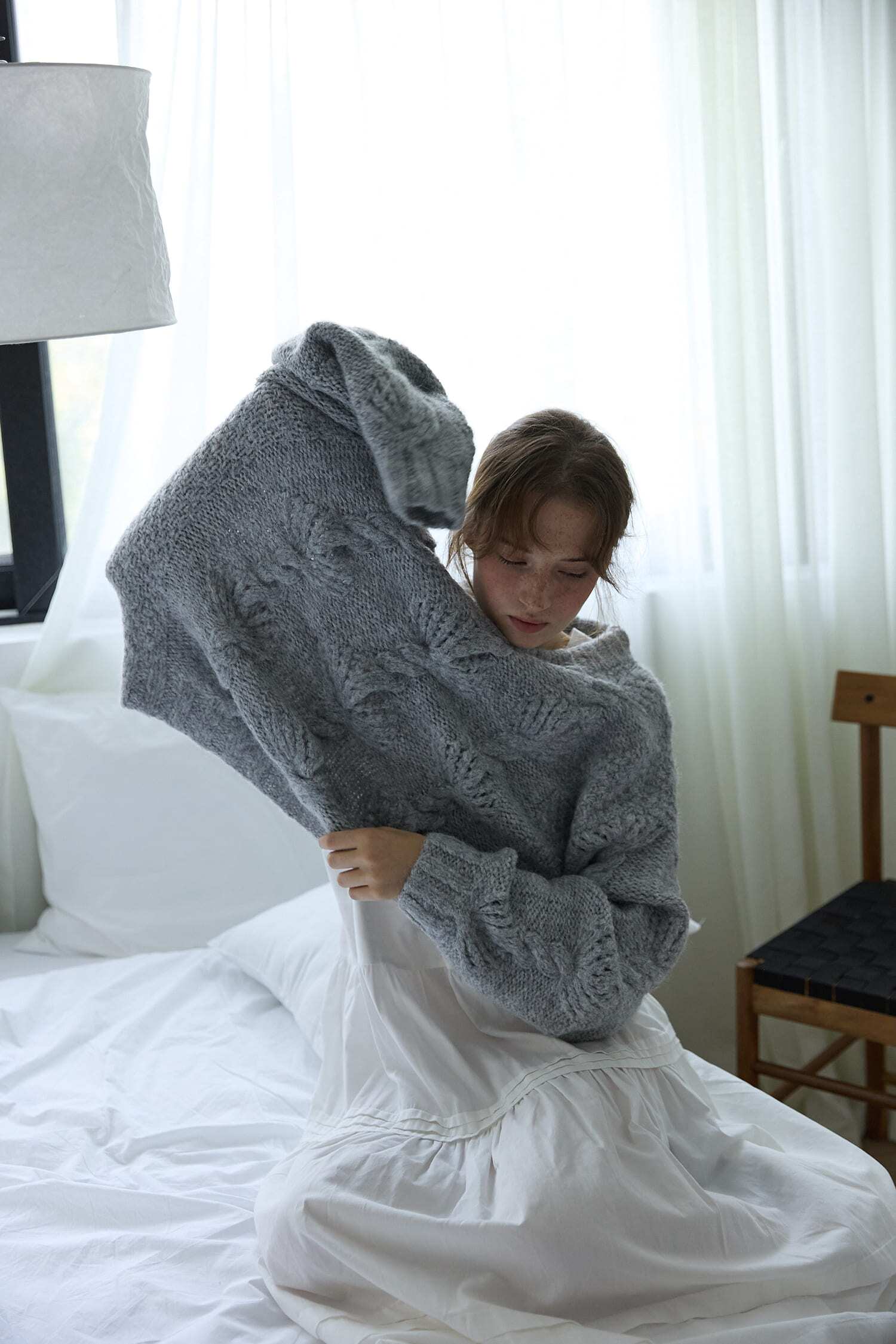 Braided Cable Knit Gray