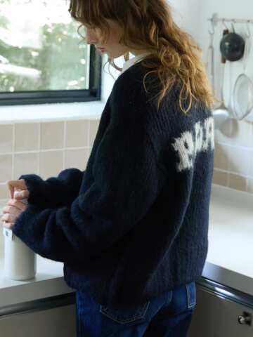 Paris Lettering Knit Navy
