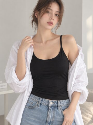 캡내장 슬림핏 레이서백 백크로스 나시 (5colors)