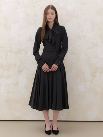 26FW_Ribbon-tie Blouse(LL) / Black(4color)