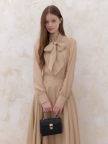 26FW_Ribbon-tie Blouse(LL) / Gold Beige(4color)