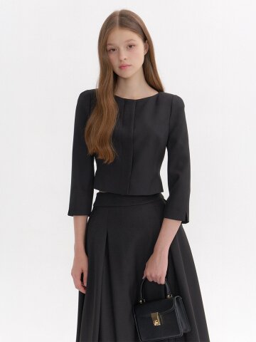 Signature Boat-Neck Cropped Top / Black(2color)