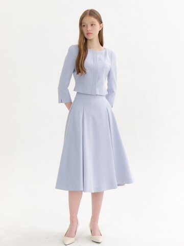 Signature Volume Tuck Flare Skirt / Blue(3color)