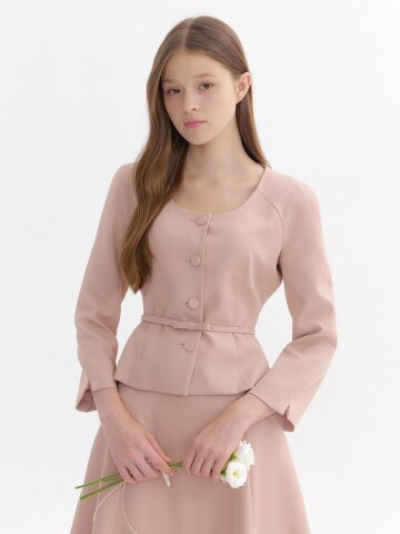 Signature U-Neck Peplum Jacket(벨트 제공) / Pink Beige(2color)