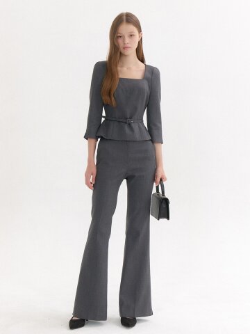 Signature Square-Neck Top(벨트 제공) / Gray(3color)