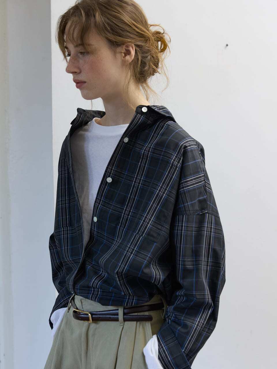 Boxy Check Overshirt Navy Check