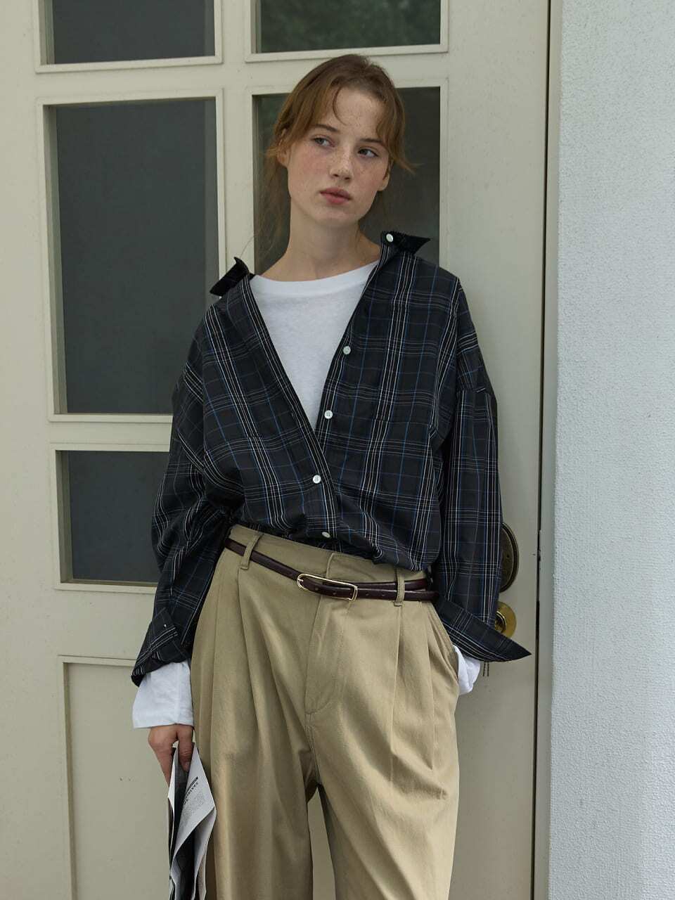 Boxy Check Overshirt Navy Check
