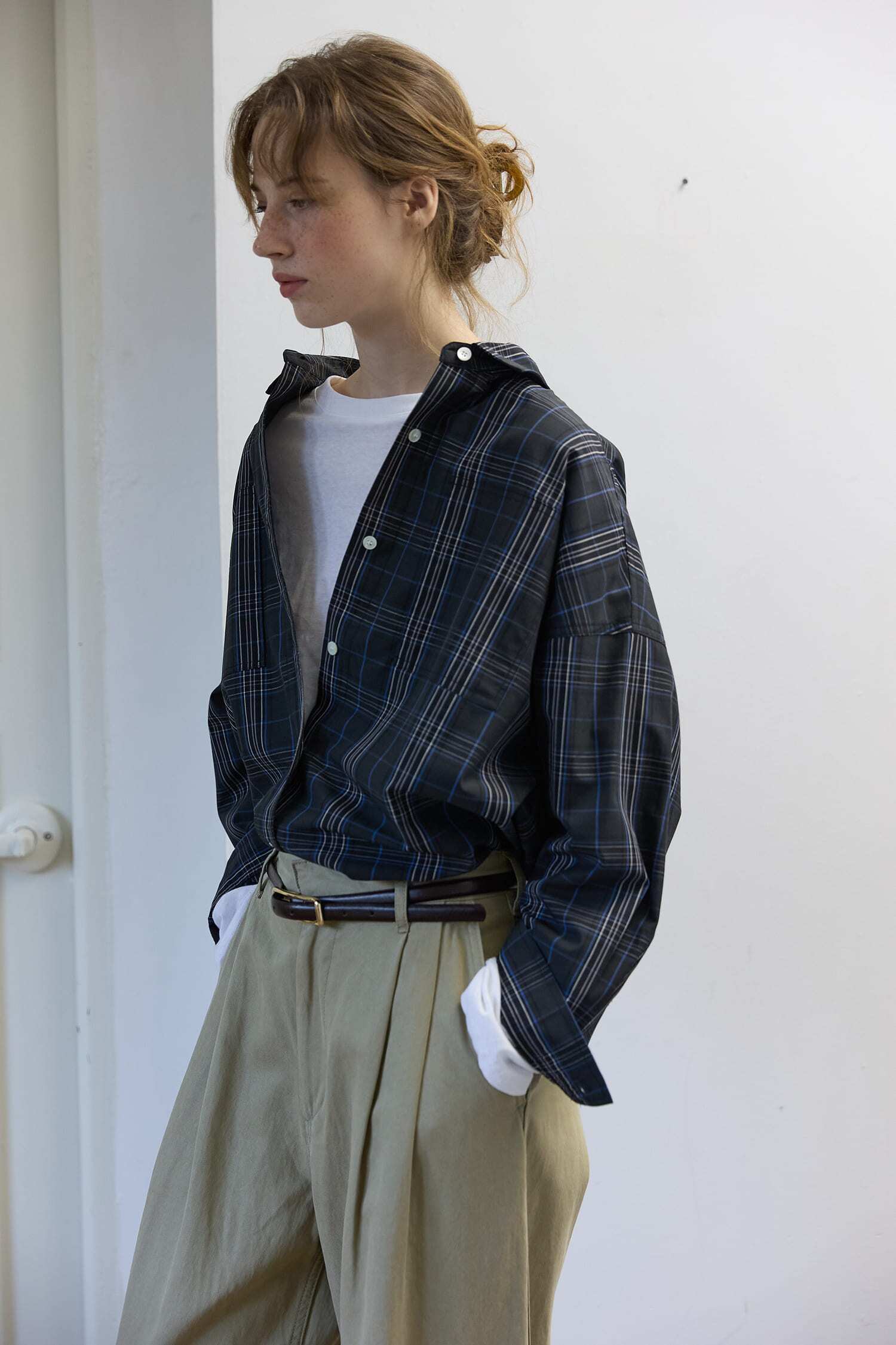 Boxy Check Overshirt Navy Check