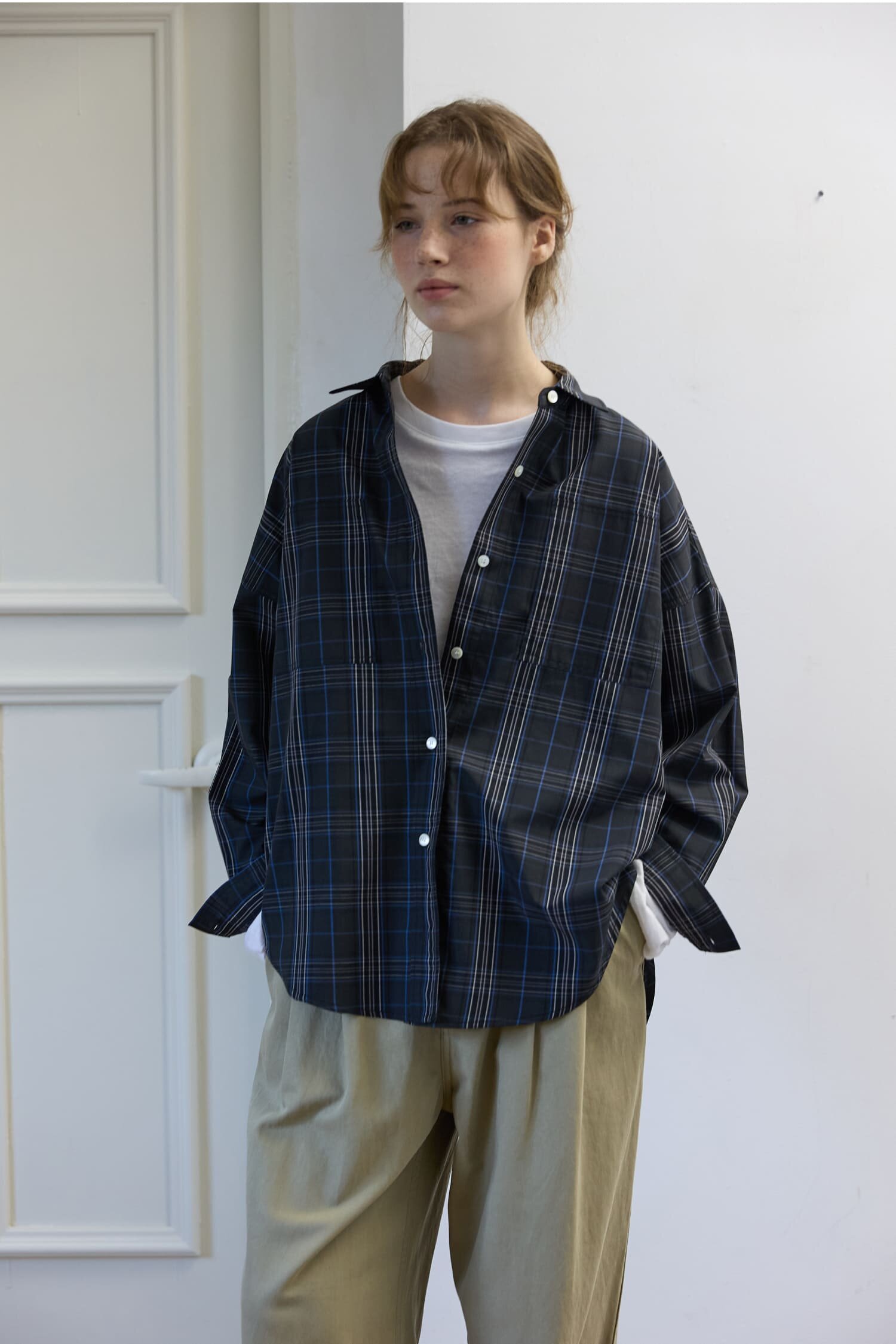 Boxy Check Overshirt Navy Check