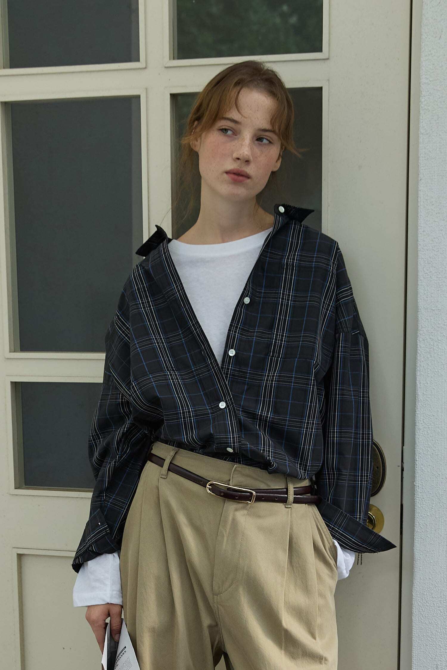 Boxy Check Overshirt Navy Check