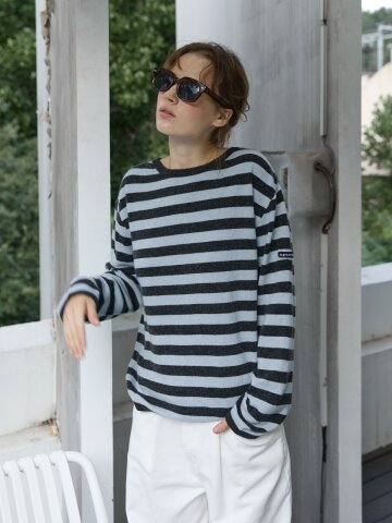 Convertible Stripe Knit GrayBlack