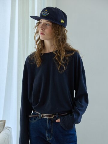 Boat Neck Loose Tee Navy