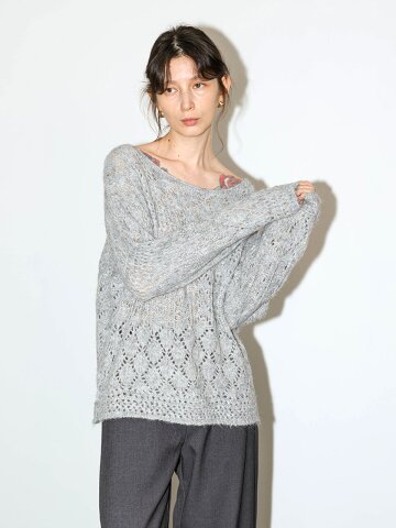 WD_Boat neck openwork knit