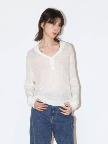 WD_Sheer henley knit top