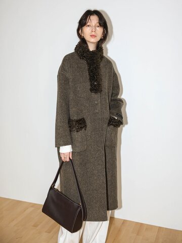 WD_Faux fur trim long coat