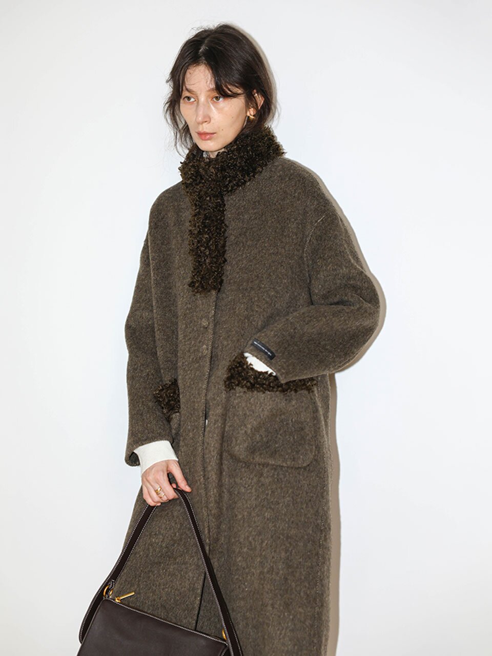 WD_Faux fur trim long coat