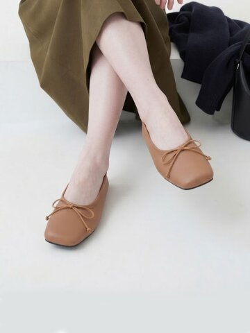 카일리 천연가죽 리본 플랫슈즈 1.5cm