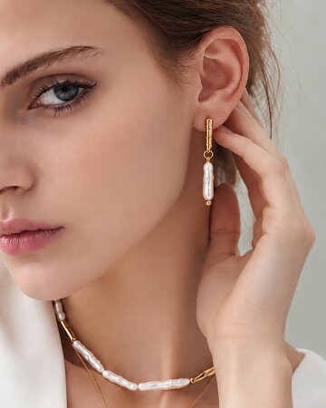 [컨젠] Organic Baroque Link Earrings  오가닉 바로크 링크 이어링