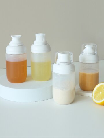 리본제이 퓨어 실리콘 다용도 양념통 160ml 4종 (소스통/소금통/브러쉬/오일병) / 소분용기 소스용기