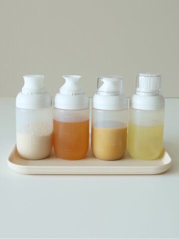 리본제이 퓨어 실리콘 다용도 양념통 160ml 4P세트 (소스통+소금통+브러쉬+오일병) / 소분용기 소스용기