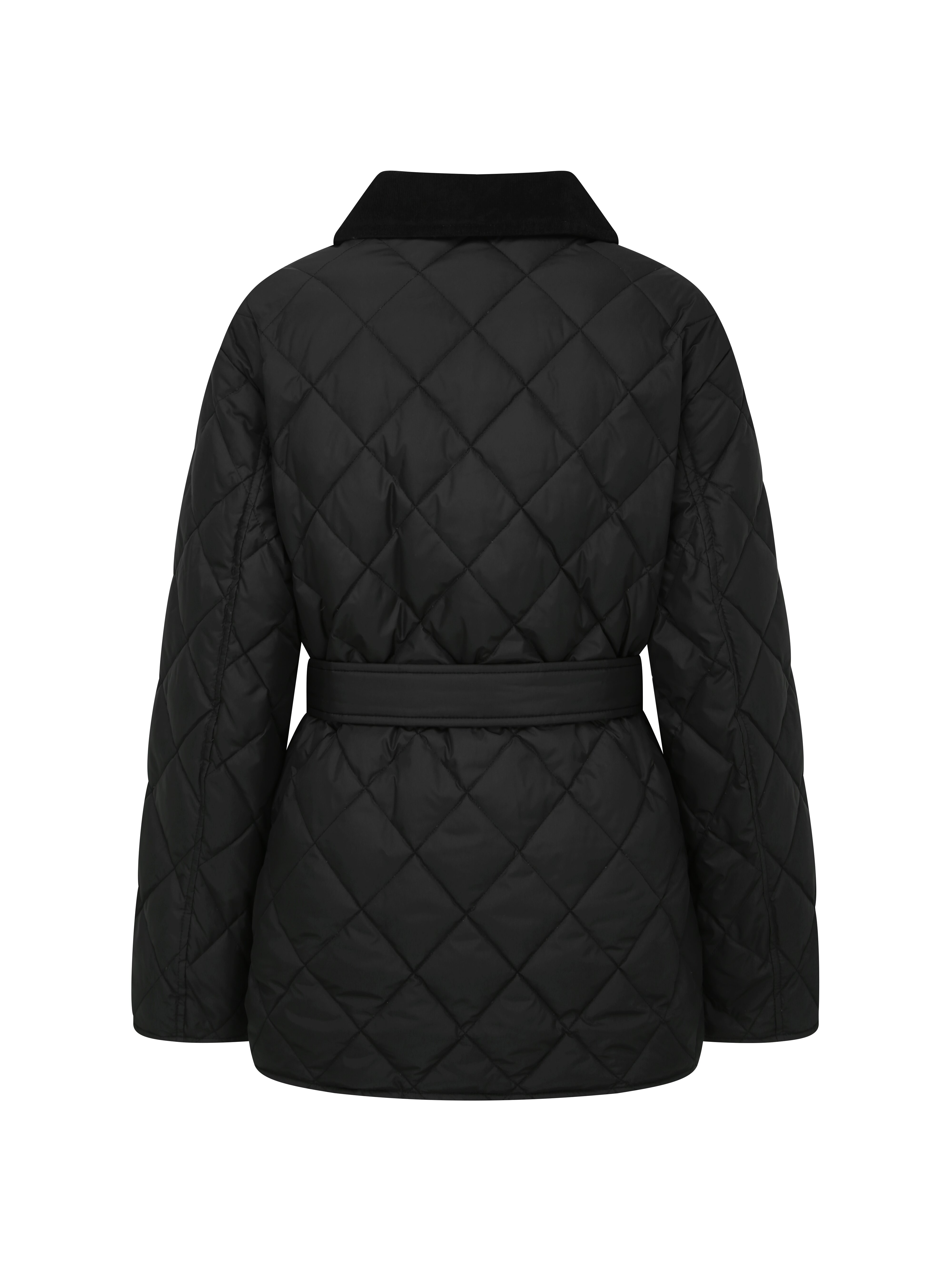 배색 칼라 퀼팅 구스다운 점퍼 (BLACK)