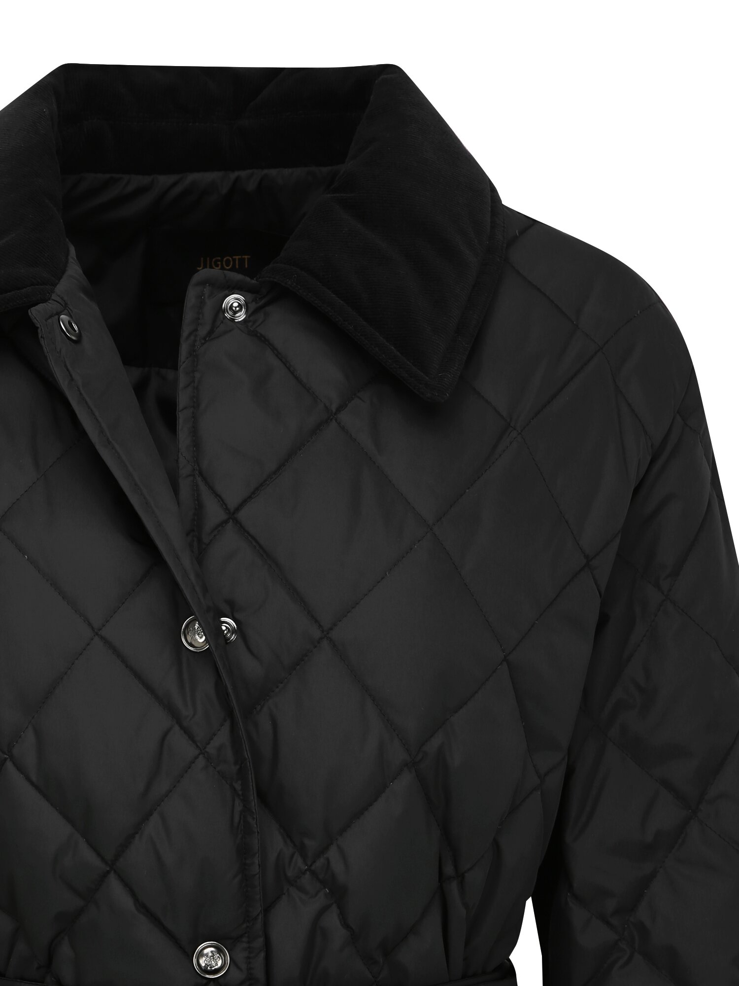 배색 칼라 퀼팅 구스다운 점퍼 (BLACK)