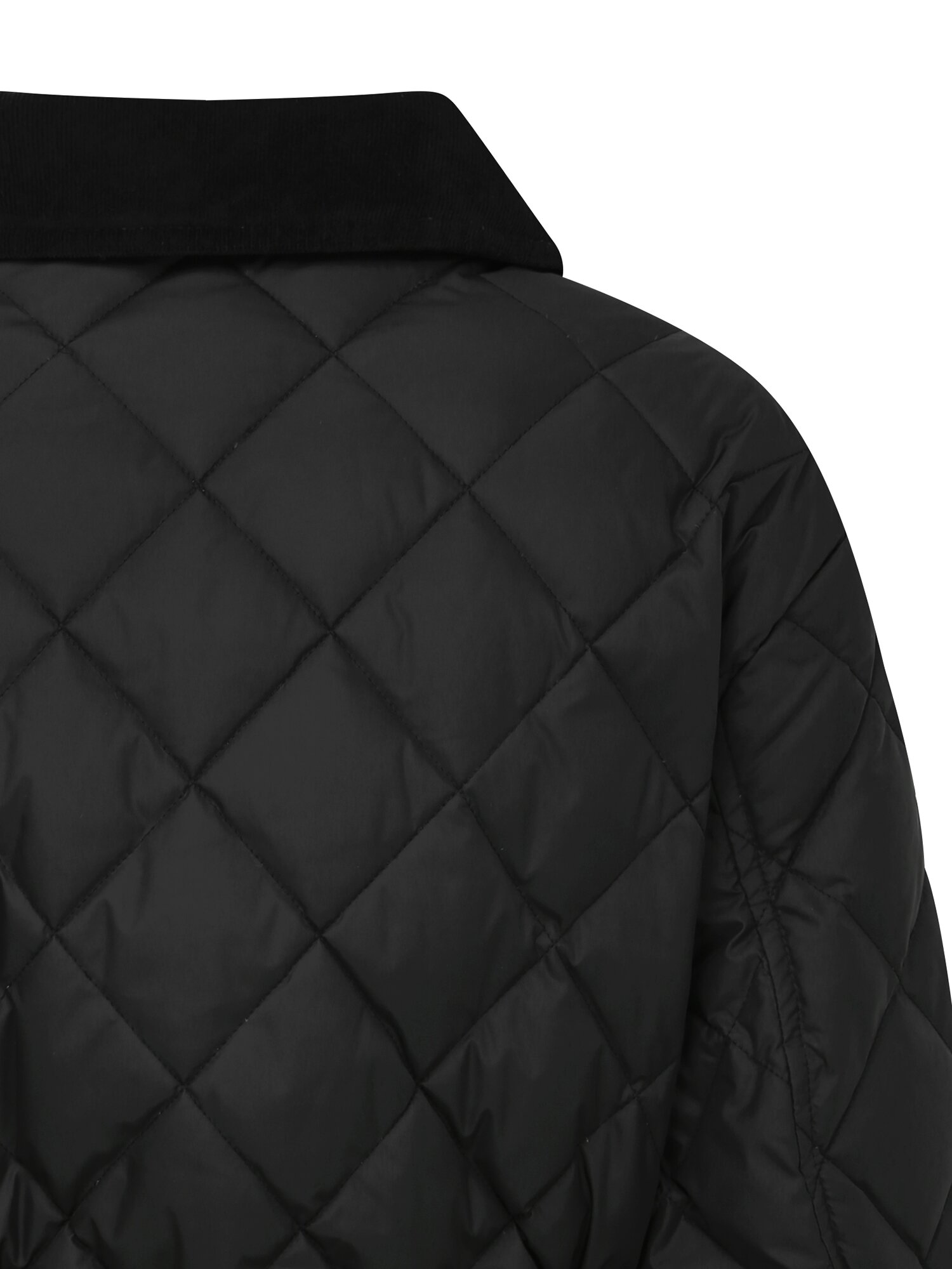 배색 칼라 퀼팅 구스다운 점퍼 (BLACK)
