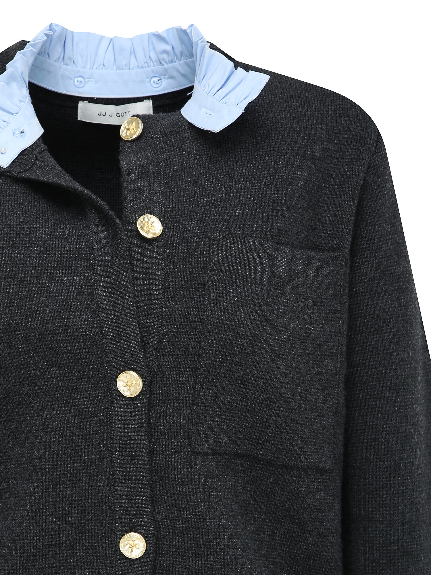 디테쳐블 프릴 라운드넥 가디건 (GREY)