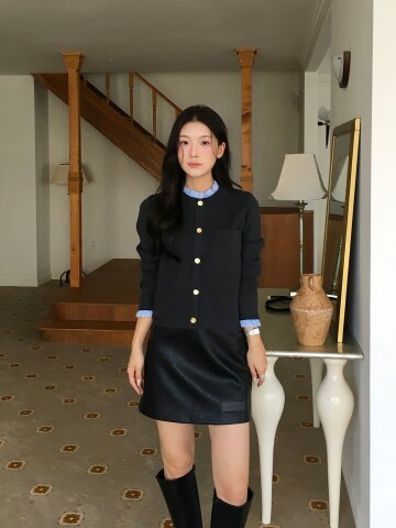 디테쳐블 프릴 라운드넥 가디건 