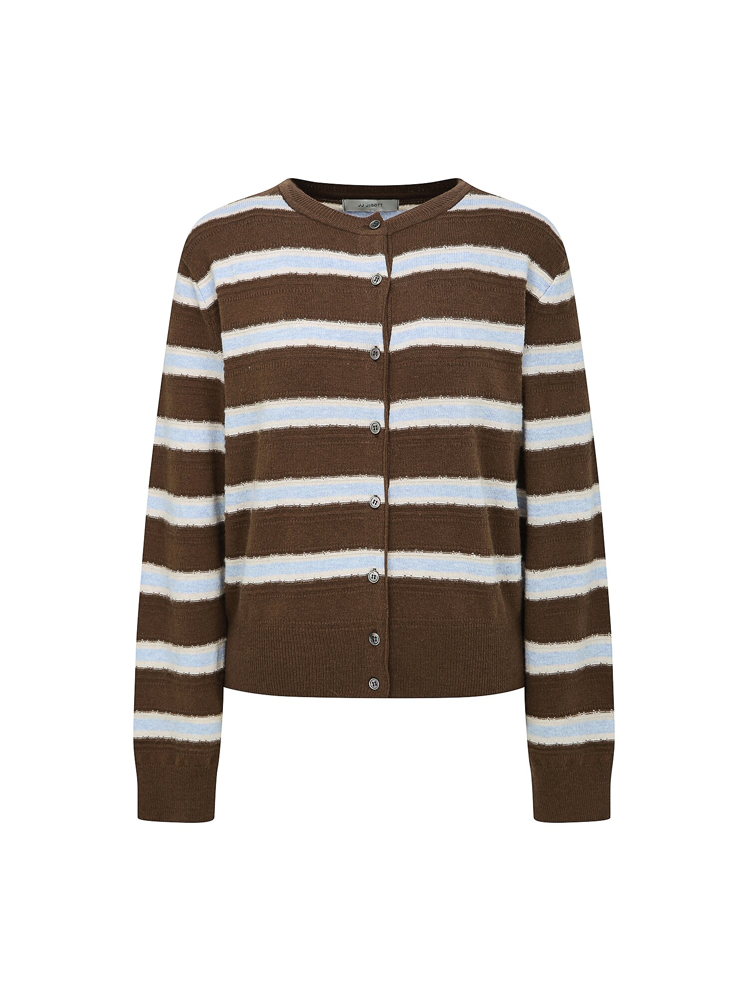 울 스트라이프 라운드넥 가디건 (STRIPE BROWN)