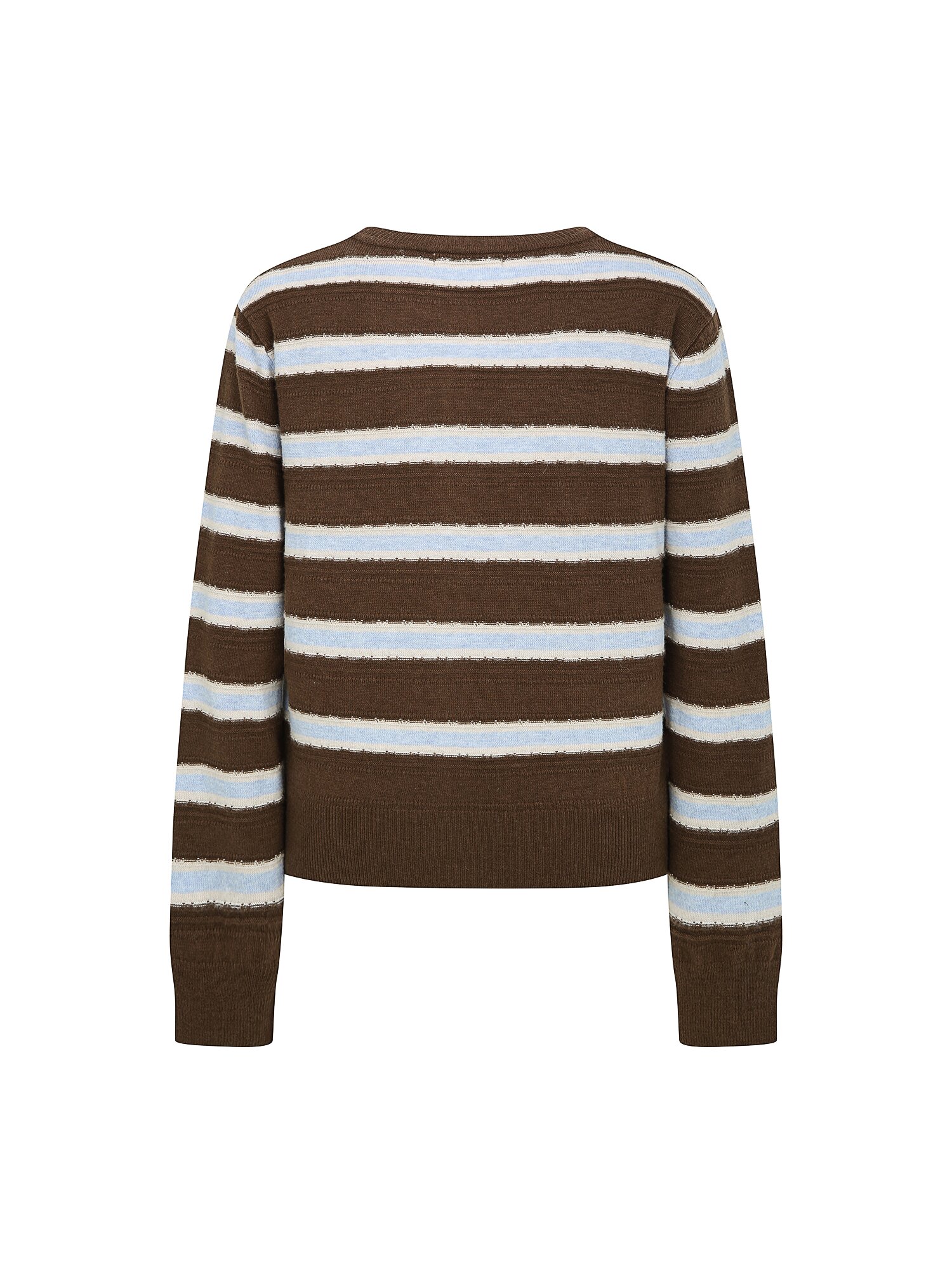 울 스트라이프 라운드넥 가디건 (STRIPE BROWN)